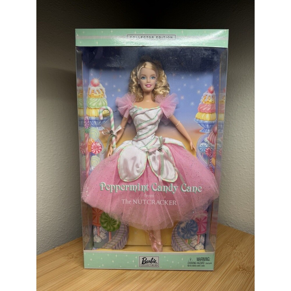 NIB 2002 Barbie Peppermint Candy Cane Ballerina Nutcracker Classic Ballet 57578